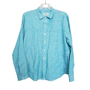 Tommy Bahama Relax Men's Linen Sea Glass Long Sleeve Button-Up Shirt Size LGE